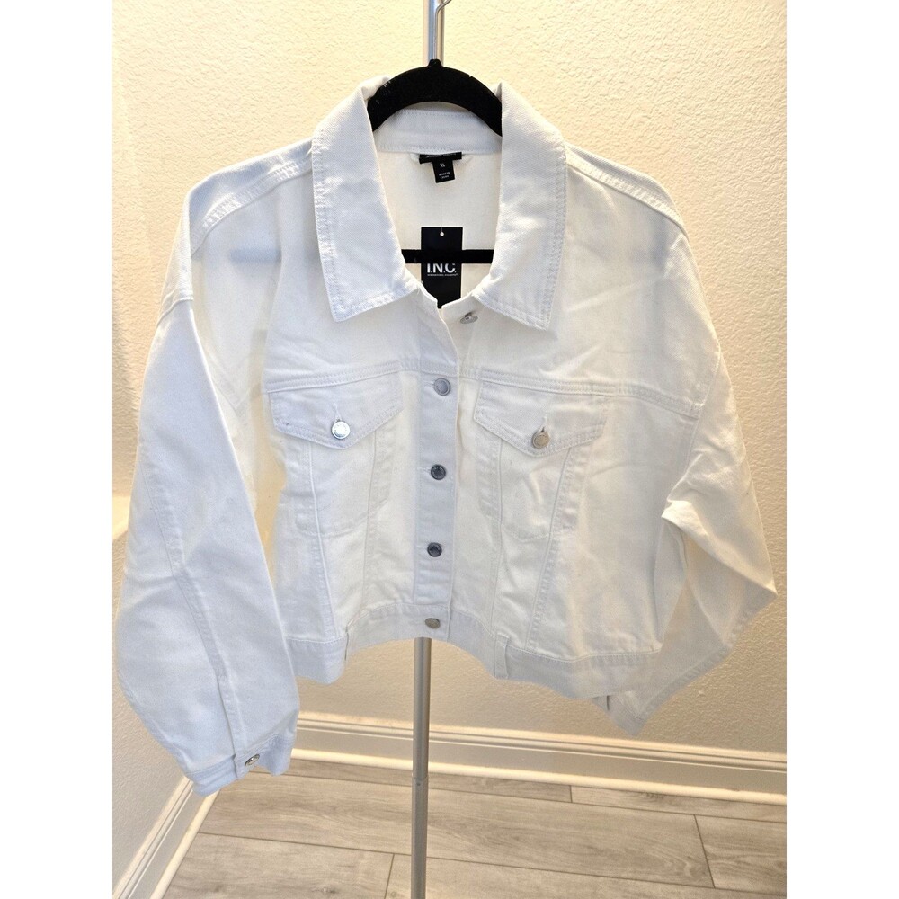 INC International Concepts XL White Denim Trucker Jacket NWT